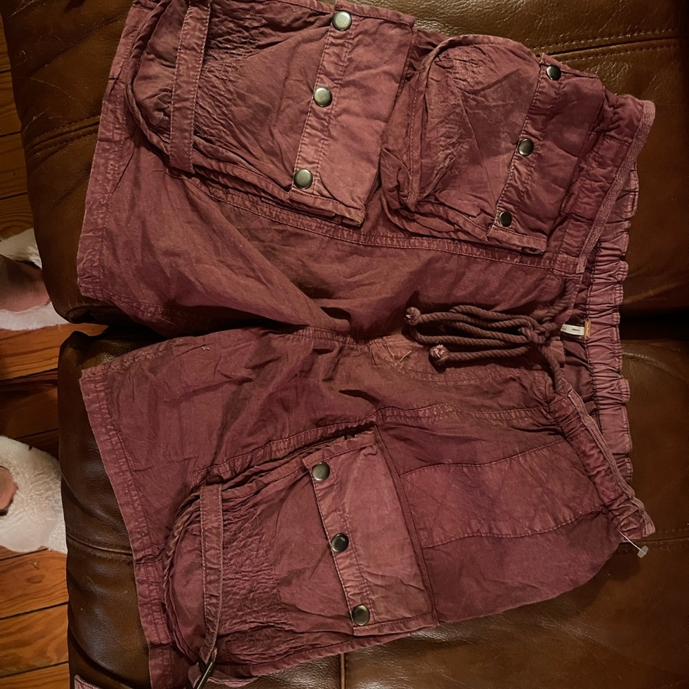 Women's Burgundy Cargo Shorts